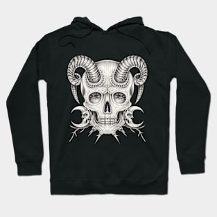 Surrealist art demon and nature skull head design. Hoodie